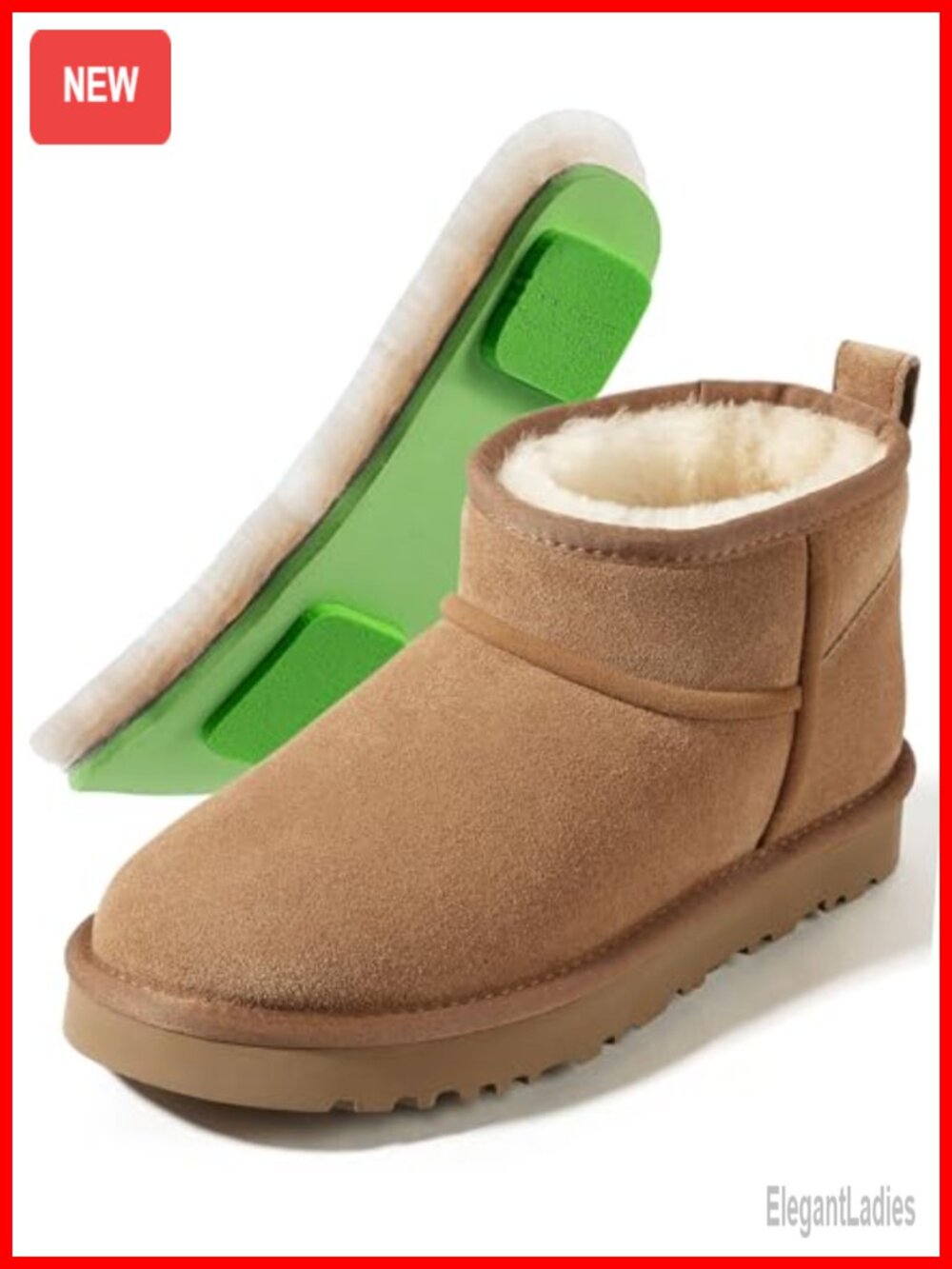 100% Sheepskin Mini Boots with Arch Support Warm to -22°F
